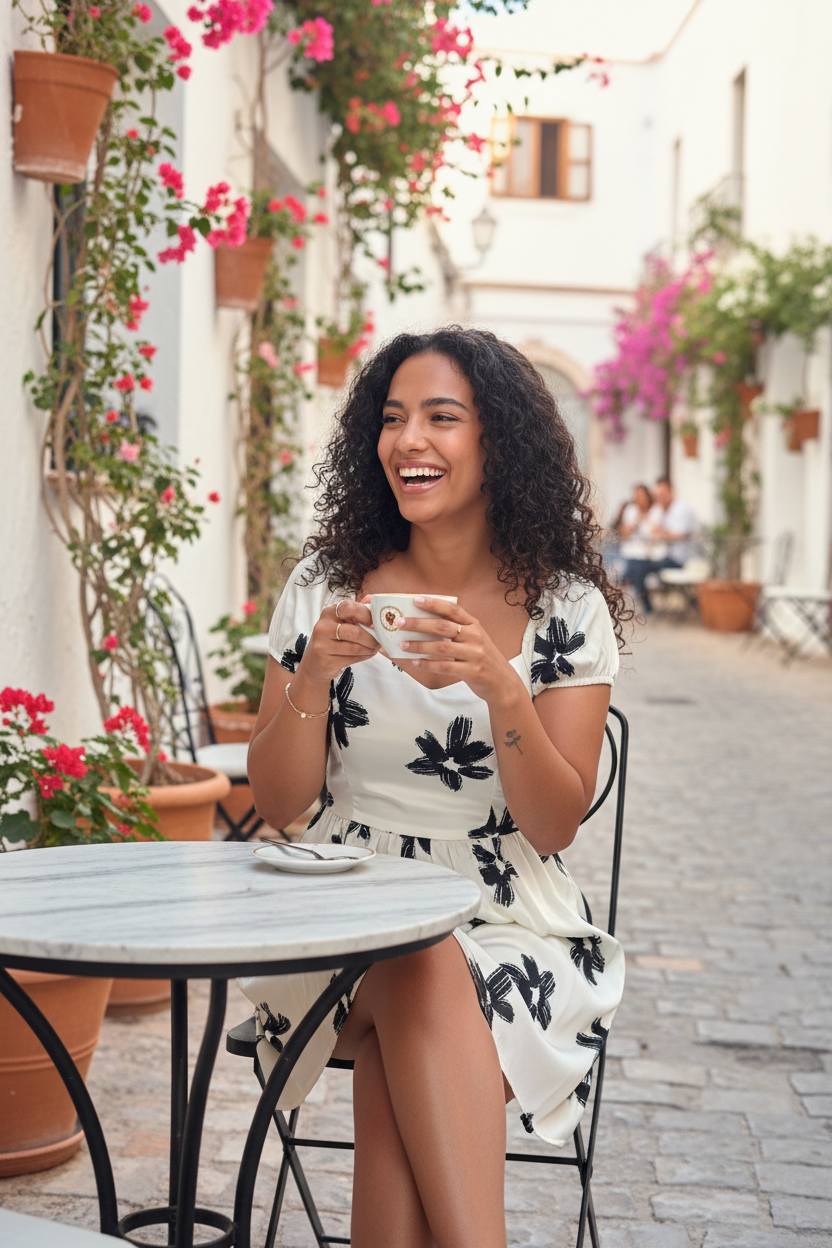 White & Black Floral Dress - Candid Lifestyle