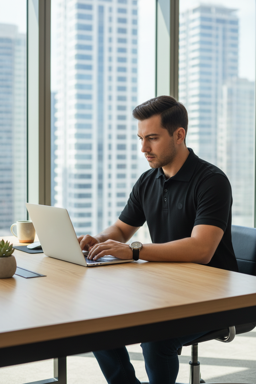 Working at desk